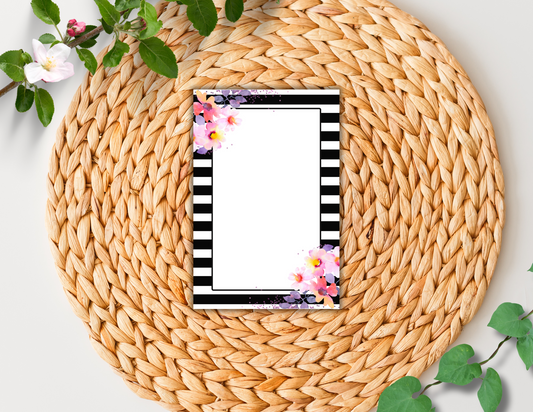 Black and White Floral Notepad