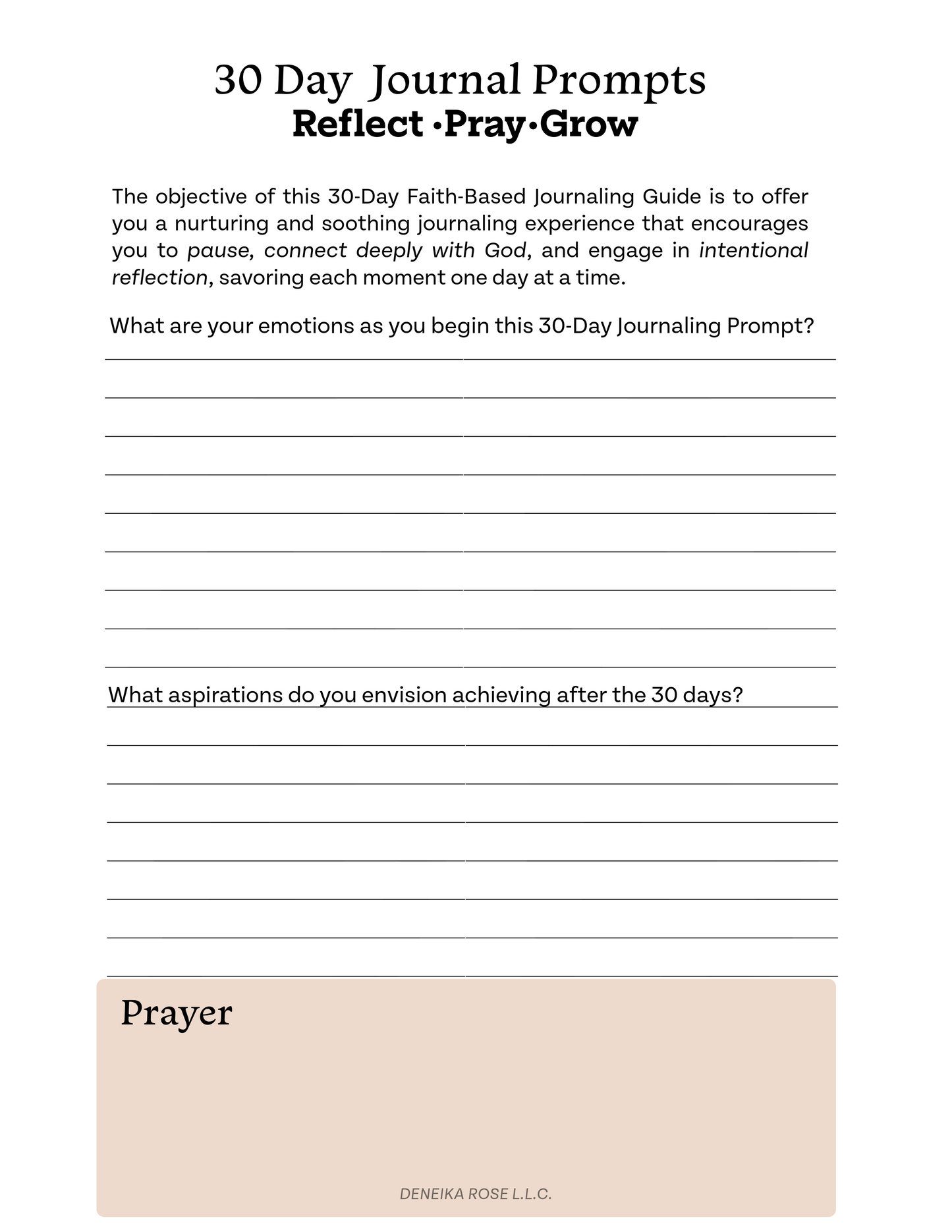 30-Day Faith Journaling Guide Brown Digital Download