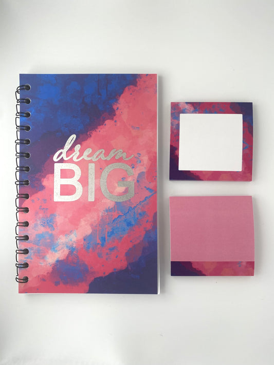 Silver Dream Big Notebook and Post it notepad