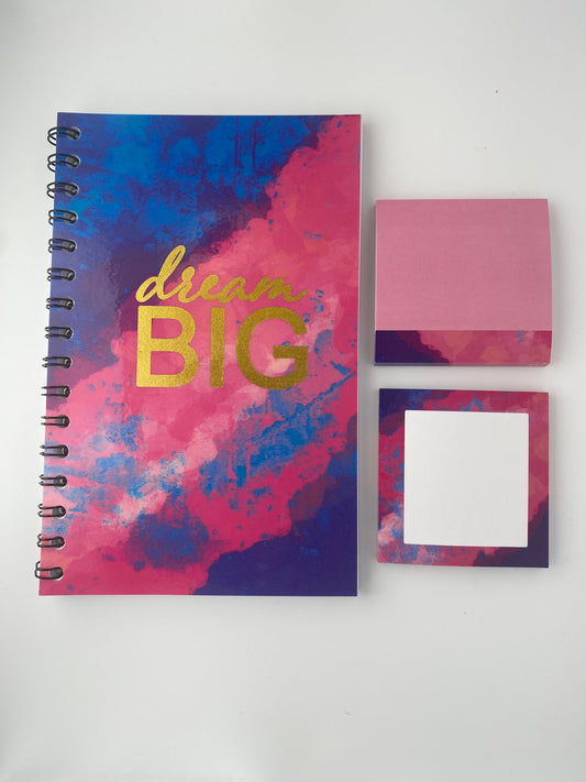 Gold Dream Big Notebook and Post it Second combo